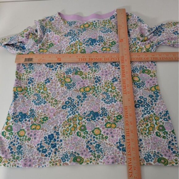 Croft & Barrow Floral Shirt Womens Size Large Purple 100% Cotton 3/4 Sleeves - Picture 6 of 8